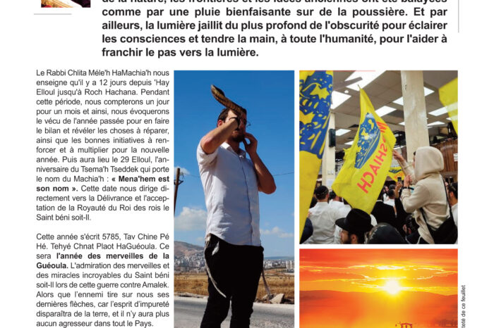 Votre Hebdomadaire est Paru Le Point sur la Guéoula n°673 - Paracha Nitsavim-Vayele'h